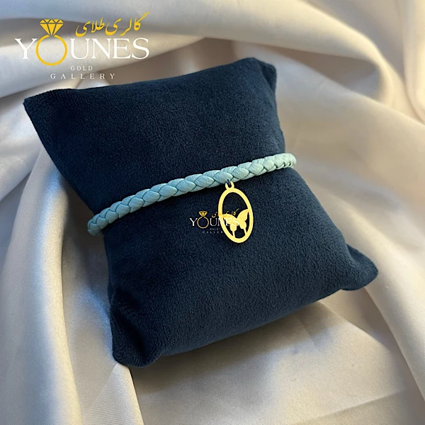 دستبند چرم پروانه ای طلا